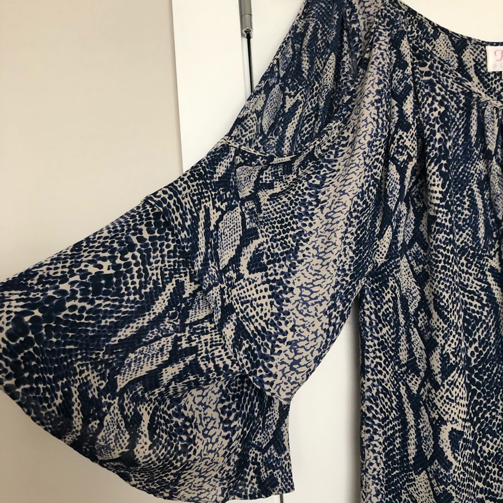 Parker Silk Snakeskin-Print, Open Shoulder Tunic - image 3